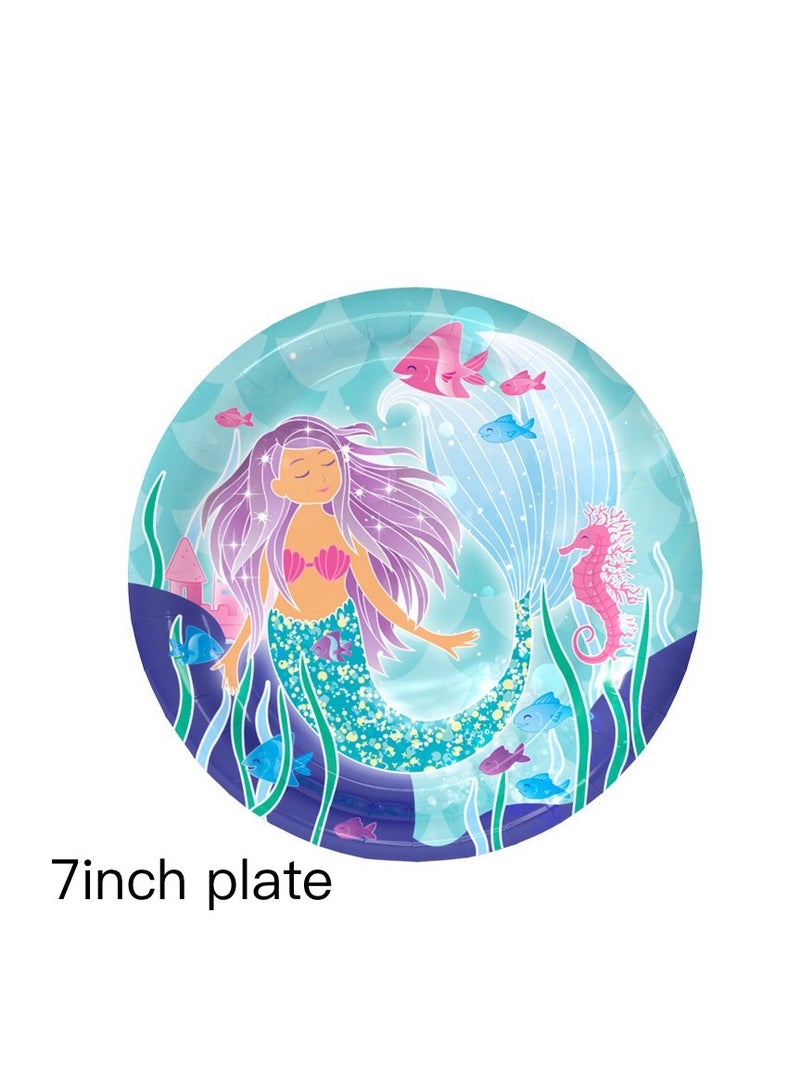 Mermaid theme birthday party decoration supplies for girls Hot sale party favor girls party birthday paper disposable kits party tableware set