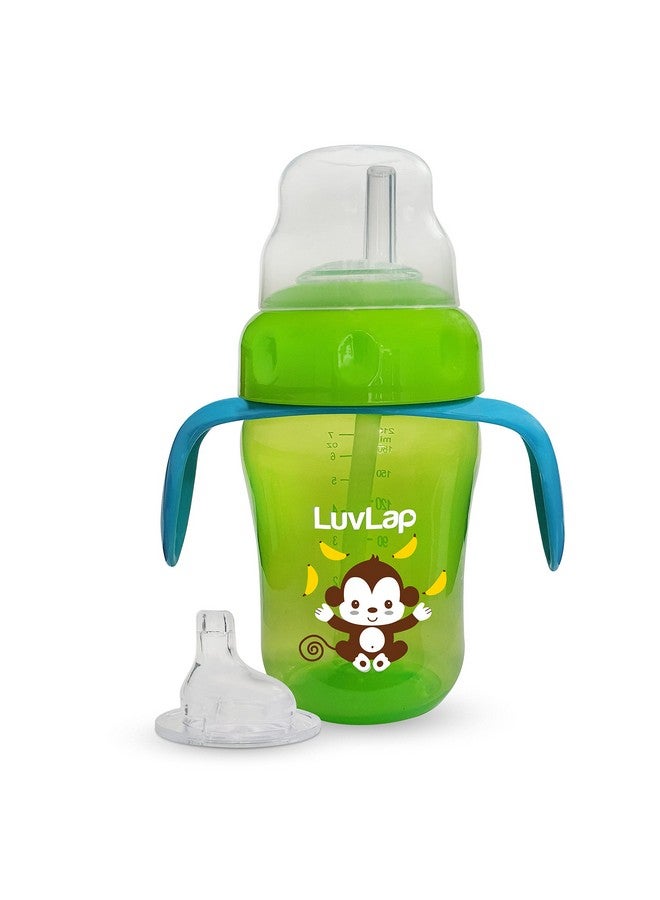 Banana Time 210Ml Anti Spill, Interchangeable Sipper / Sippy Cup With Soft Silicone Spout And Straw Bpa Free, 6M+ (Green)