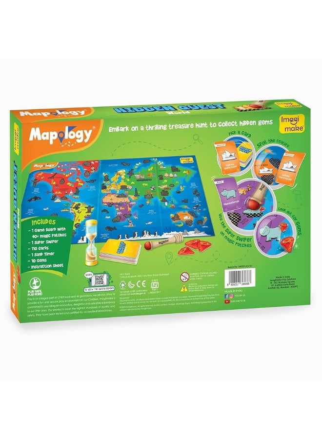 Imagimake Mapology Hidden Quest Board Game, Magical Swipe & Reveal, Ages 5-12, 4 Players, Educational Toys for Kids 6-8, Super Swiper, Gift for 6 Year Old Girl/Boy