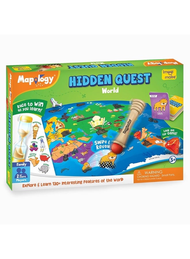 Imagimake Mapology Hidden Quest Board Game, Magical Swipe & Reveal, Ages 5-12, 4 Players, Educational Toys for Kids 6-8, Super Swiper, Gift for 6 Year Old Girl/Boy