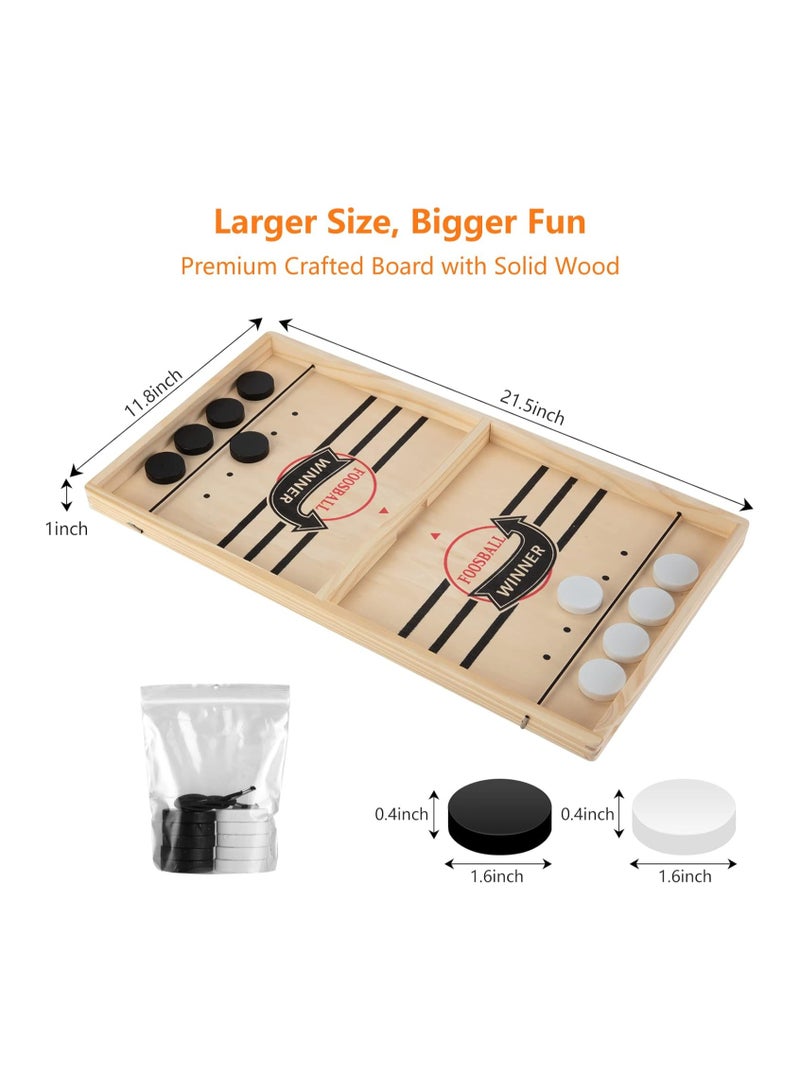 Large Sling Puck Game, Foosball Winner Board Game, Wooden Hockey Table Game, Fast Paced Slingshot Game Board, Rapid Sling Table Battle Speed String Puck Game for Kids Adults & Family Party, Large Size