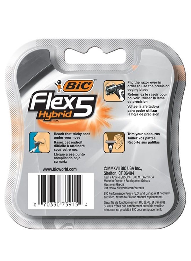 Flex5 Hybrid 5 Blade Razor Refills, 4 Count