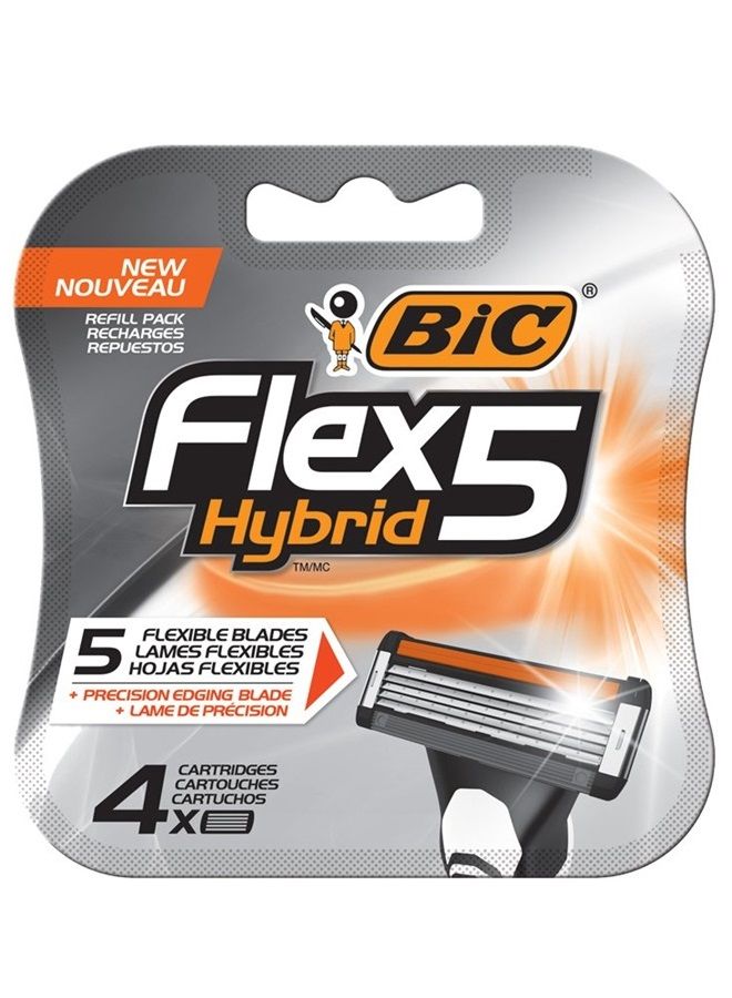 Flex5 Hybrid 5 Blade Razor Refills, 4 Count