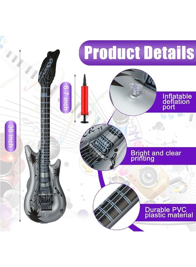 Tatuo 12 Pieces Inflatable Guitar Blow up Guitar Assorted Colors Inflatable Fake Party Prop Guitar Inflatable Rock Star Electric Guitars for 80s 90s Themed Carnival Birthday 36 Inch