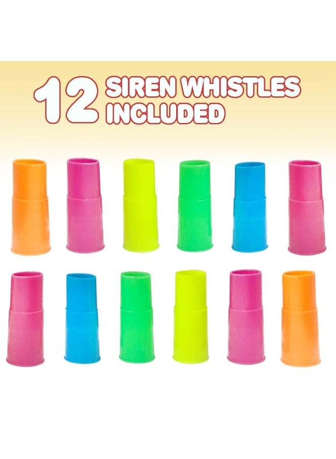 ArtCreativity Siren Whistles for Kids - Pack of 12, Durable Plastic Siren Noise Maker Party Whistles, Bright Assorted Colors, Birthday Party Favors, PiÃ±ata Fillers, Treasure Box Prizes