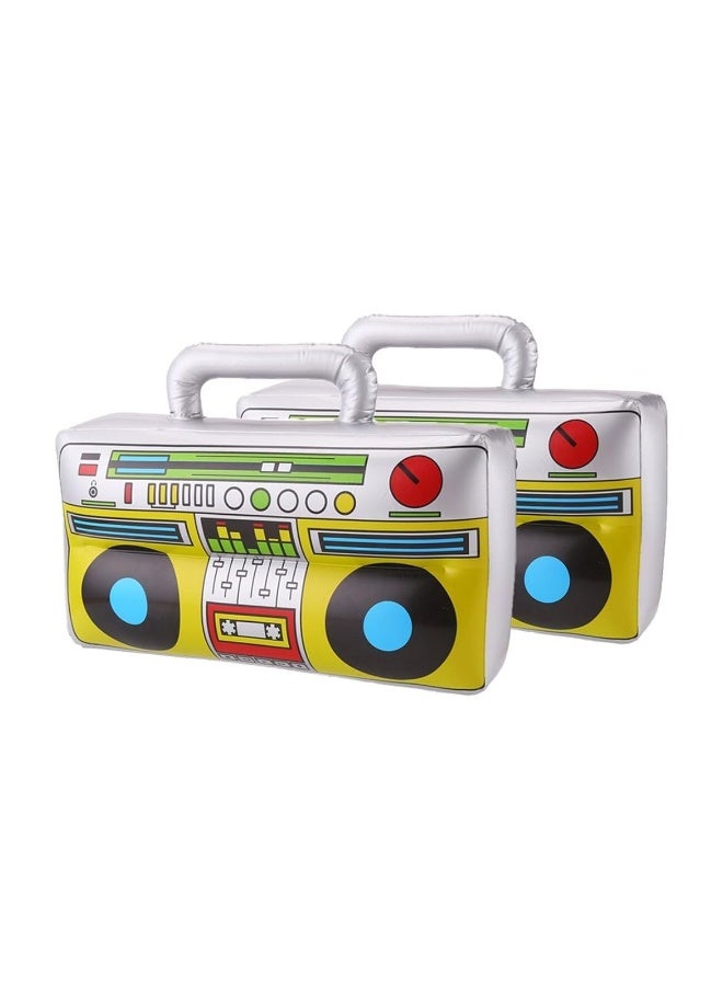 DECORA 16 inch Novelty Inflatable Boombox for 80s 90s Party Decoration Silver Pack of 2