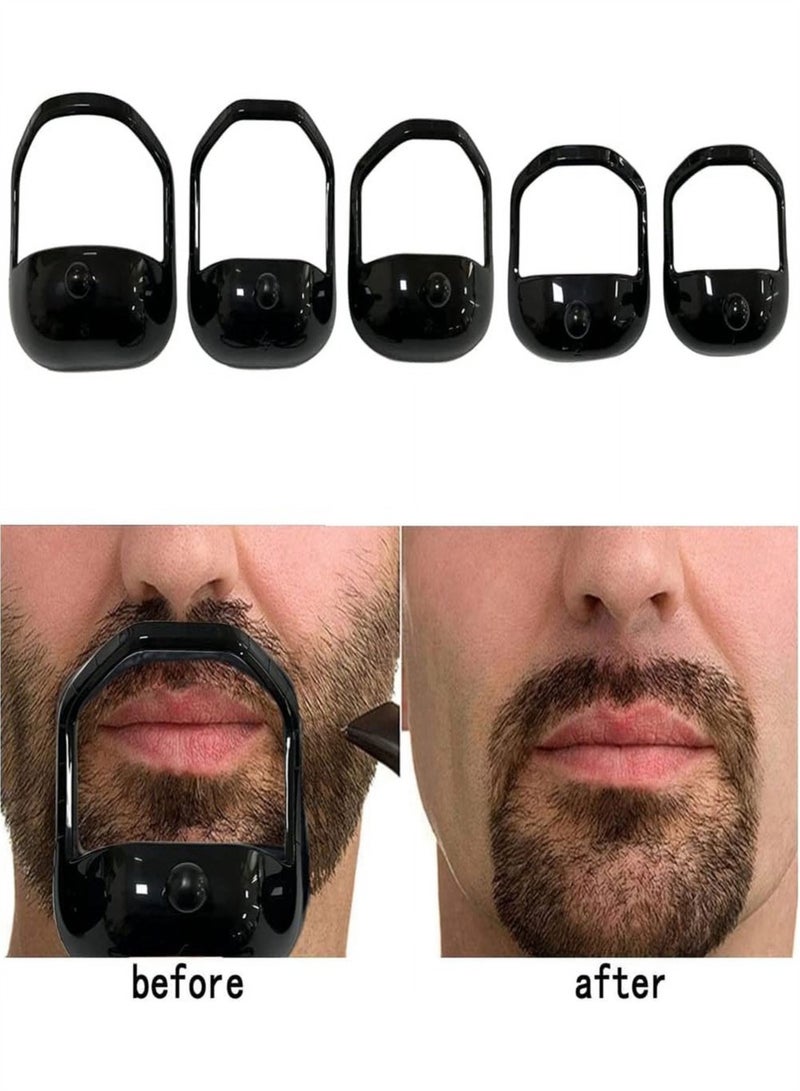 5 Piece Set Beard Styling Plastic Trimming Templates Reusable Styling Guide Templates Barber Shop Grooming Accessories （Black）