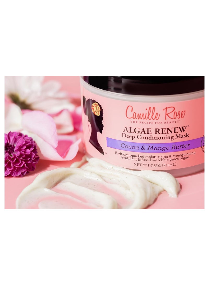 Camille Rose Algae Renew Deep Conditioning Hair Mask with Peppermint, Blue Green Algae & Mango Butter, to Strengthen and Moisturize, for All Hair Types, 8 oz/ 240ml Made in USA.