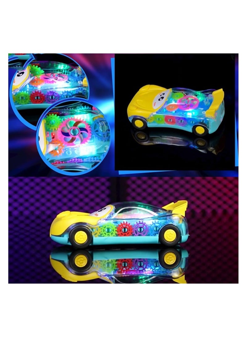 2-in-1 Transparent Gear Car & Toy Phone - An educational car toy with visible gears, light, and music, doubling as a simulation phone for interactive learning. Ideal for kids ages 3+