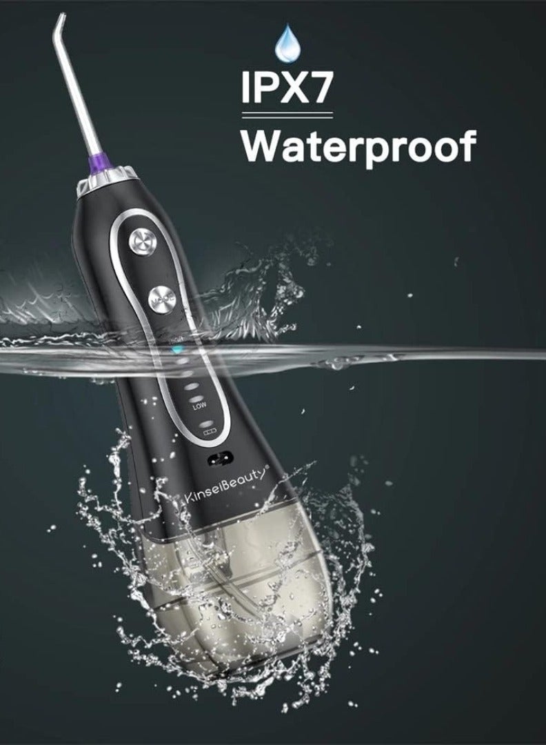 Cordless Water Flosser 300ml Tank Electric Dental Oral Irrigator Teeth Cleaner for Teeth Cleaning 5 Modes Dental Oral Irrigator Portable and Rechargeable IPX7 Waterproof Water Flossing