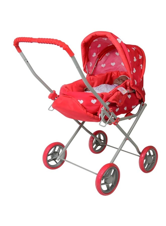 Baby Doll Stroller Play Set, 3-in-1 Babydoll Stroller with Removable Bassinet Baby Carriage for Dolls Toy Doll Stroller for Toddlers 3-4 Years,