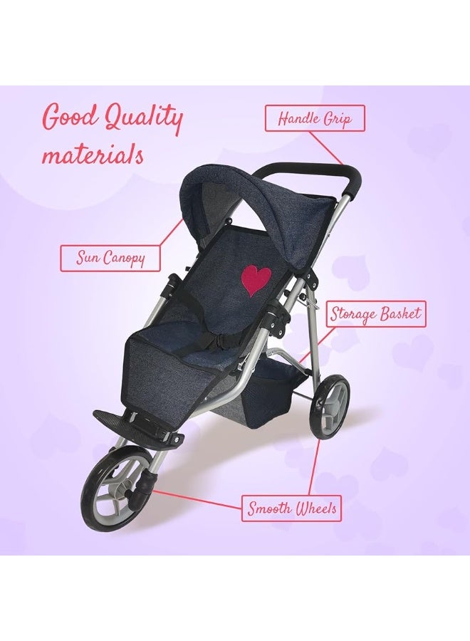 Baby Doll Stroller for Dolls | Play Toy Doll Stroller for Toddlers 3 Year Old Girls Gift | Push Pram Baby Stroller for Dolls, Babydoll Stroller Jogger Baby Carriage for Dolls