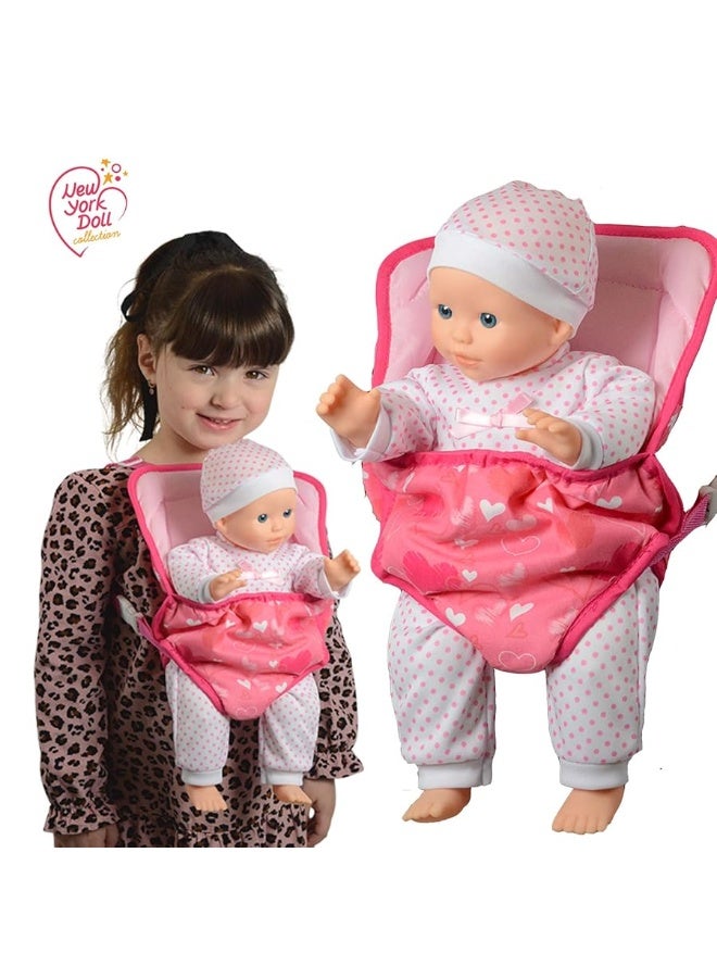 New York Doll Collection Baby Doll Carrier Backpack Front and Back fits up to 20 inch Dolls - Fun Babydoll Accessories