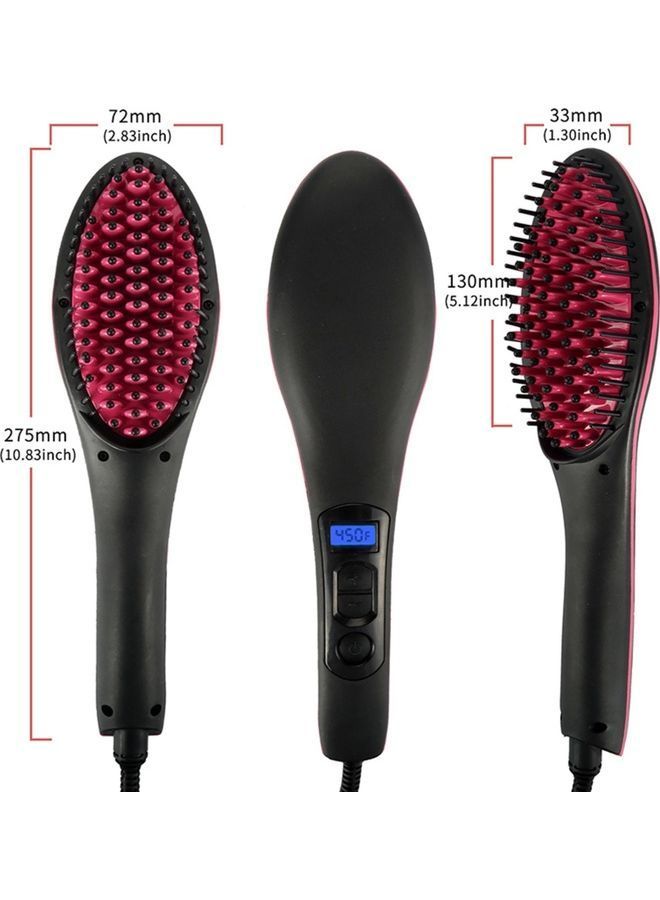 Electric Straight Hair Comb with Display Screen Red/Black