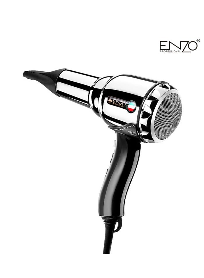 PrecisionWare Enzo EN-3001 Professional Hair Dryer, Powerful 2200W Ionic Hair Dryer With 3 Heat Settings, 2 Speed Settings, Concentrator Nozzle-Intl Version