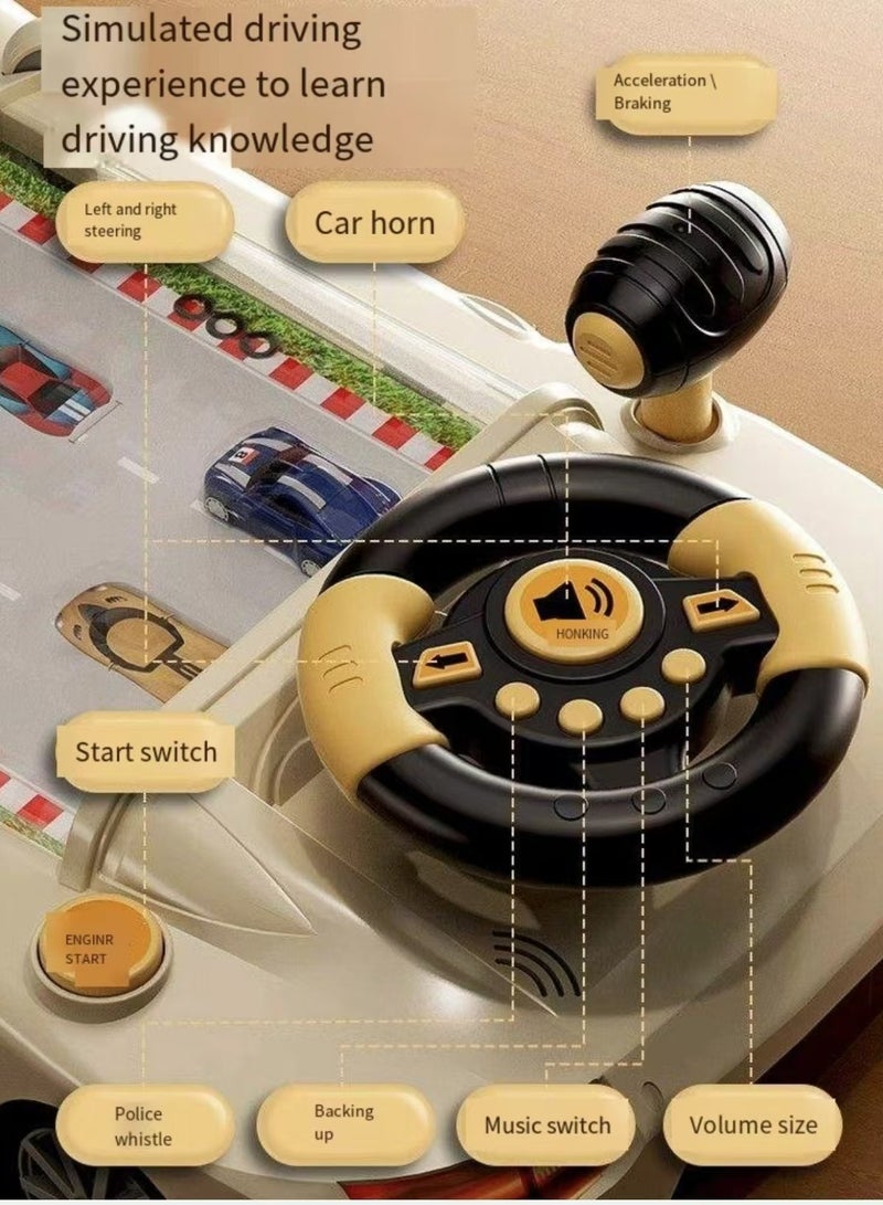 Music steering wheel toy, children's simulated driving racing game, interactive educational learning racing toy, suitable for boys and girls' birthday gifts