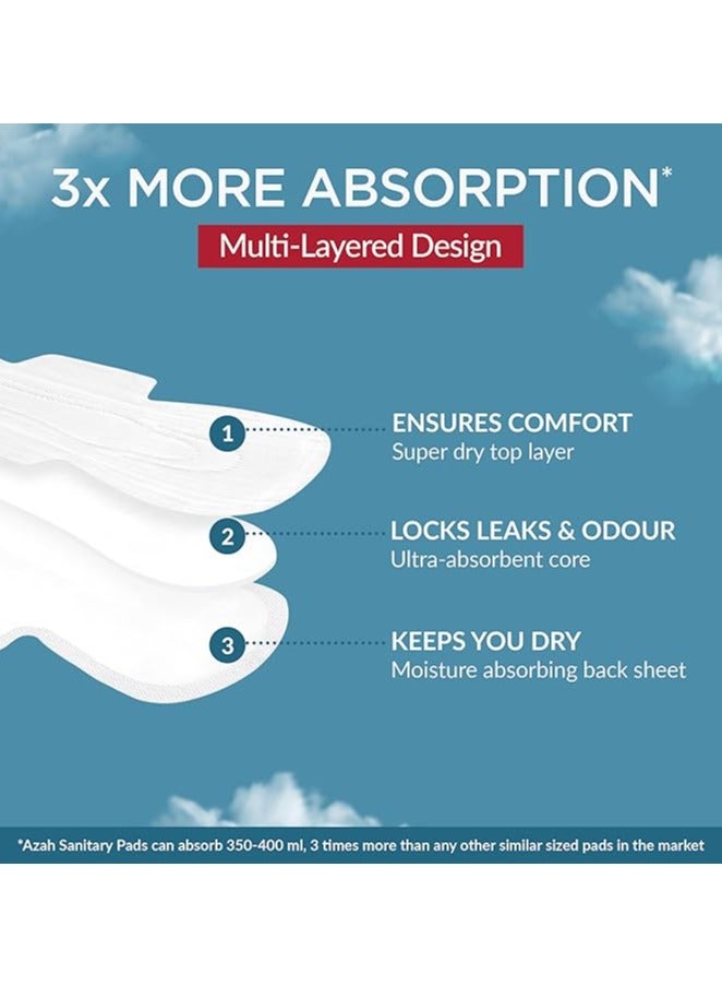 Azah Rash-Free Sanitary Pads for Women Leak Proof (15 XL Pads) | Cottony Soft and Dry Top Cover | Medium to Heavy Flow | Extra Long, Super Absorbent, Toxin Free, Locks Odour | With Disposal Bags