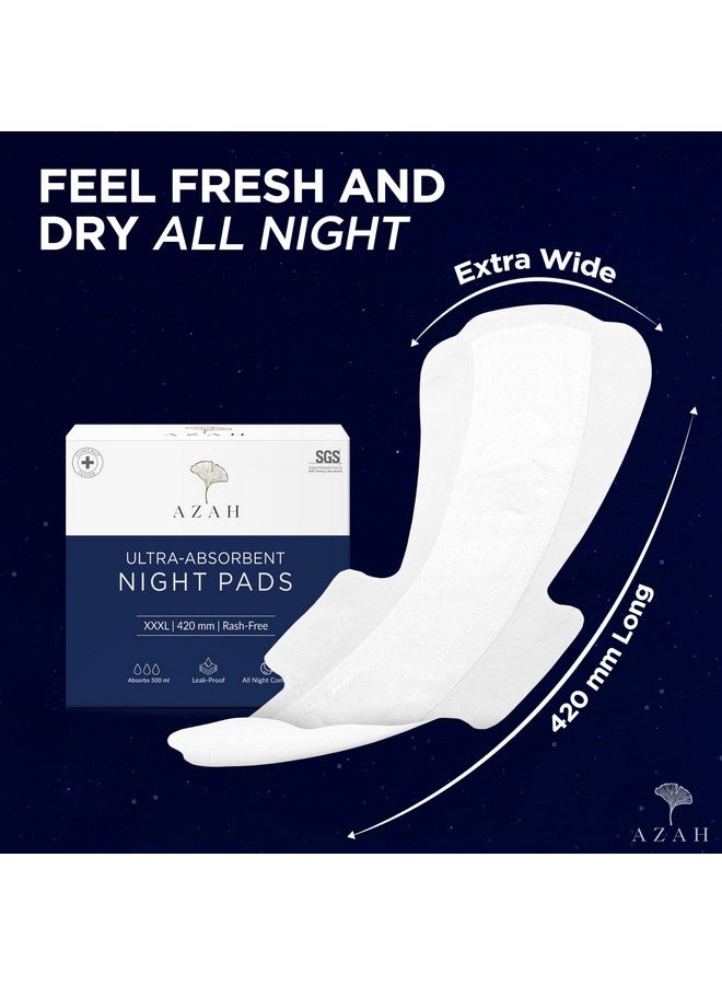 Xxxl Night Pads For Heavy Flow (25 Pads) | Overnight Protection | 420 Mm Long And Wide Back | 3X More Absorption And No Leaks | Rash-Free, Odour-Free, And Non-Toxic