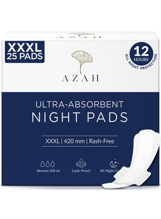 Xxxl Night Pads For Heavy Flow (25 Pads) | Overnight Protection | 420 Mm Long And Wide Back | 3X More Absorption And No Leaks | Rash-Free, Odour-Free, And Non-Toxic