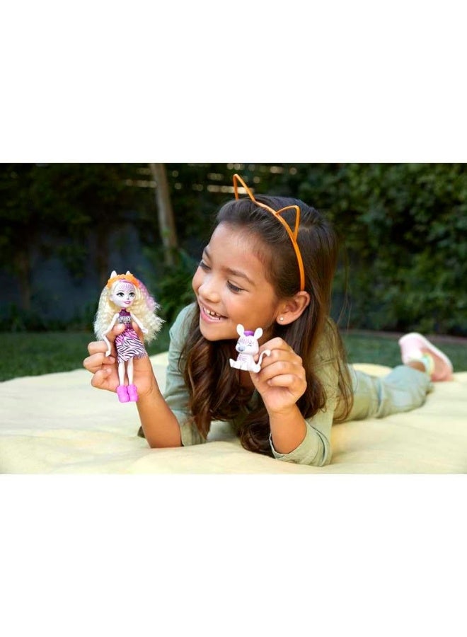 Enchantimals Zadie Zebra Doll (6-in) & Ref Animal Friend Figure from Sunny Savanna Collection, Small Doll with Removable Skirt and Accessories, Great Gift for 3 to 8 Year Olds