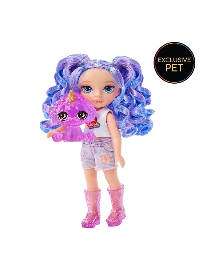 Rainbow High Littles  Amethyst Willow Purple 55 Posable Small Doll with Purse Magical Pet Dog Girls Toy Gift Kids Ages 412 Years