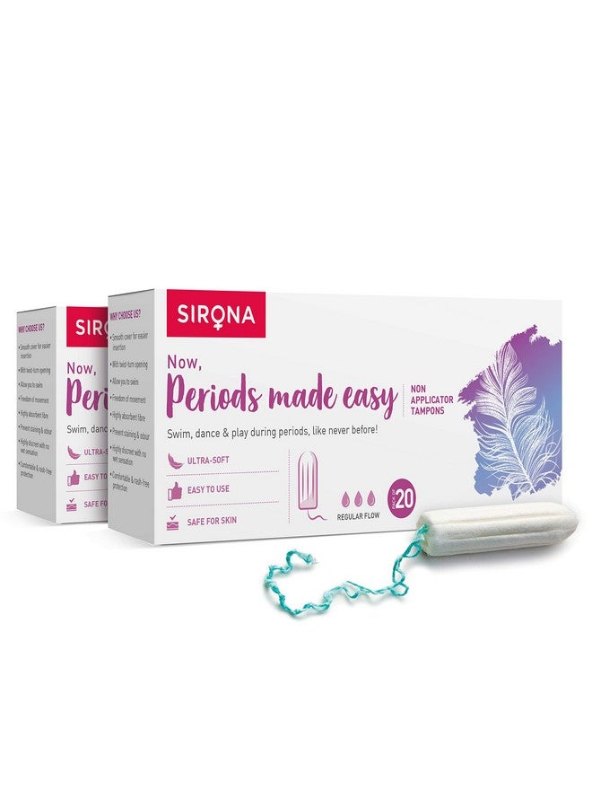 Period Made Easy Tampons - 20 Piece (Pack Of 2) | For Medium & Regular Flow | Biodegradable Tampons | Fda Approved