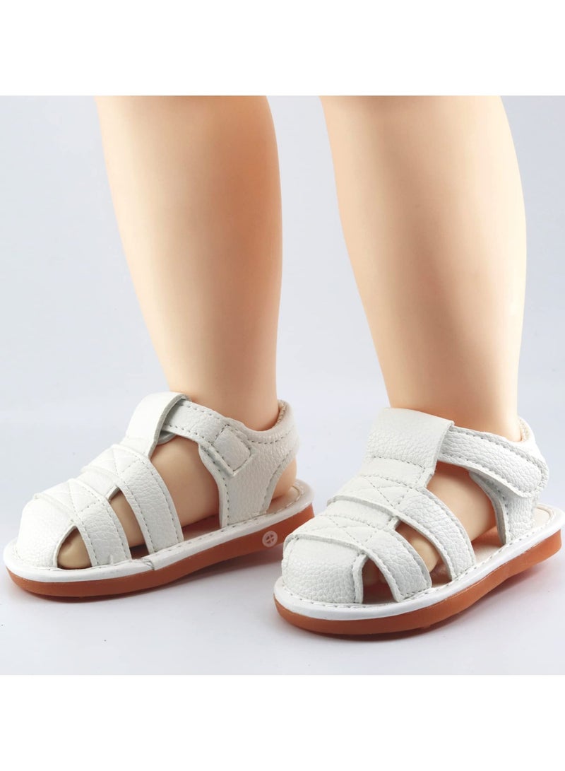 Baby Boys Girls Squeaky Sandals Non-Slip Soft Rubber Sole Closed Toe Infant Summer Outdoor Shoes Toddler First Walkers