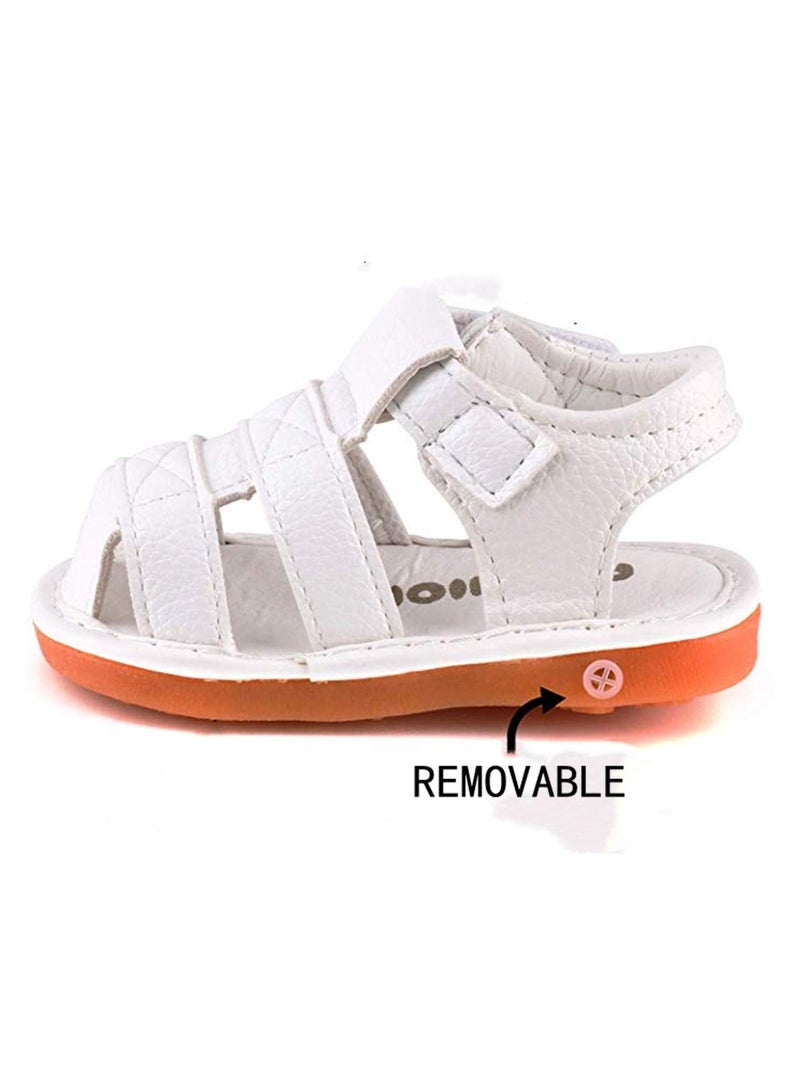 Baby Boys Girls Squeaky Sandals Non-Slip Soft Rubber Sole Closed Toe Infant Summer Outdoor Shoes Toddler First Walkers