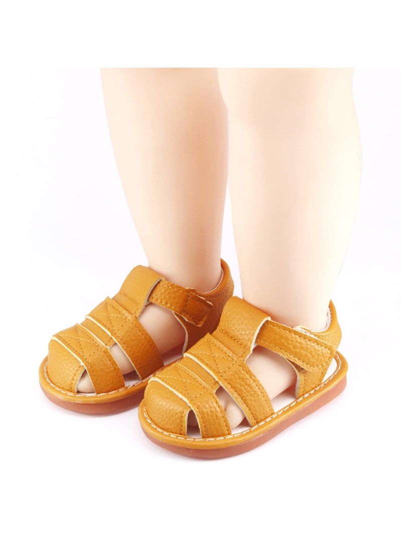 Baby Boys Girls Squeaky Sandals Non-Slip Soft Rubber Sole Closed Toe Infant Summer Outdoor Shoes Toddler First Walkers