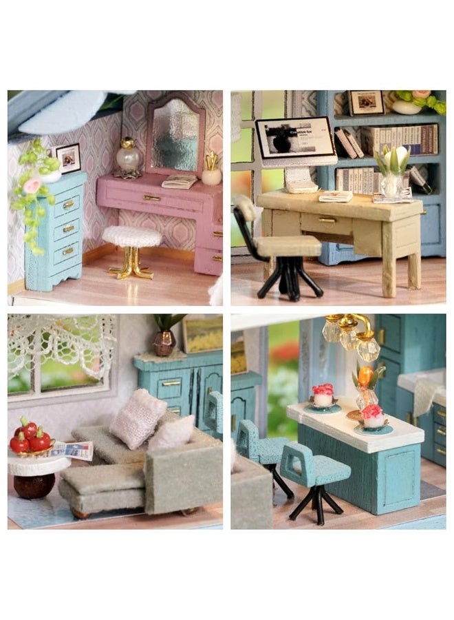 Kisoy Romantic and Cute Dollhouse Miniature DIY House Kit Creative Room Perfect DIY Gift for Friends, Lovers and Families (Molan House)