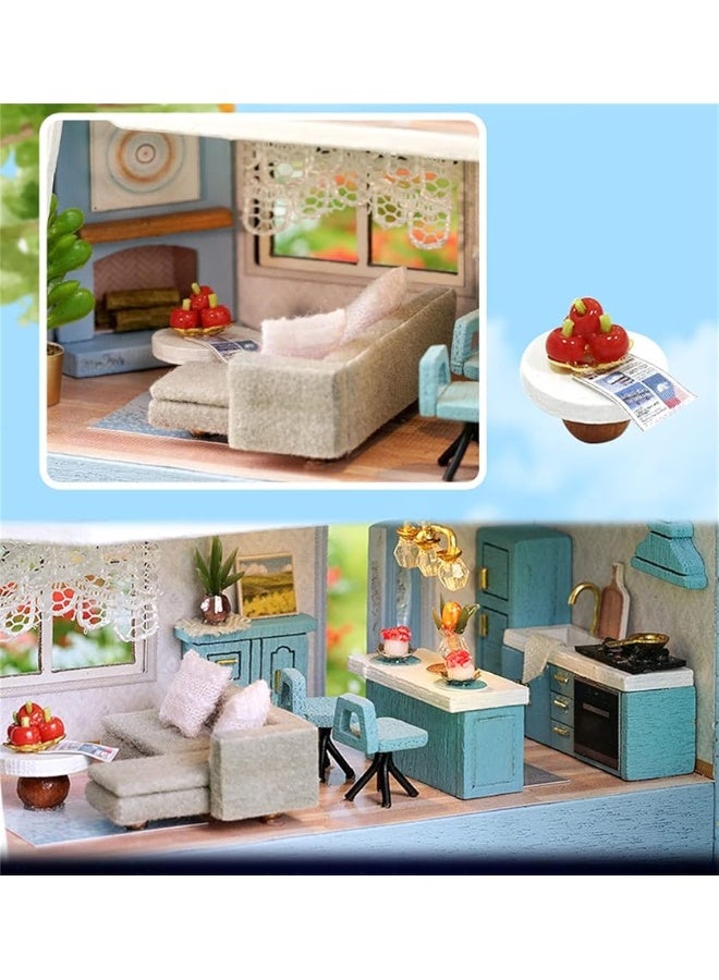 Kisoy Romantic and Cute Dollhouse Miniature DIY House Kit Creative Room Perfect DIY Gift for Friends, Lovers and Families (Molan House)