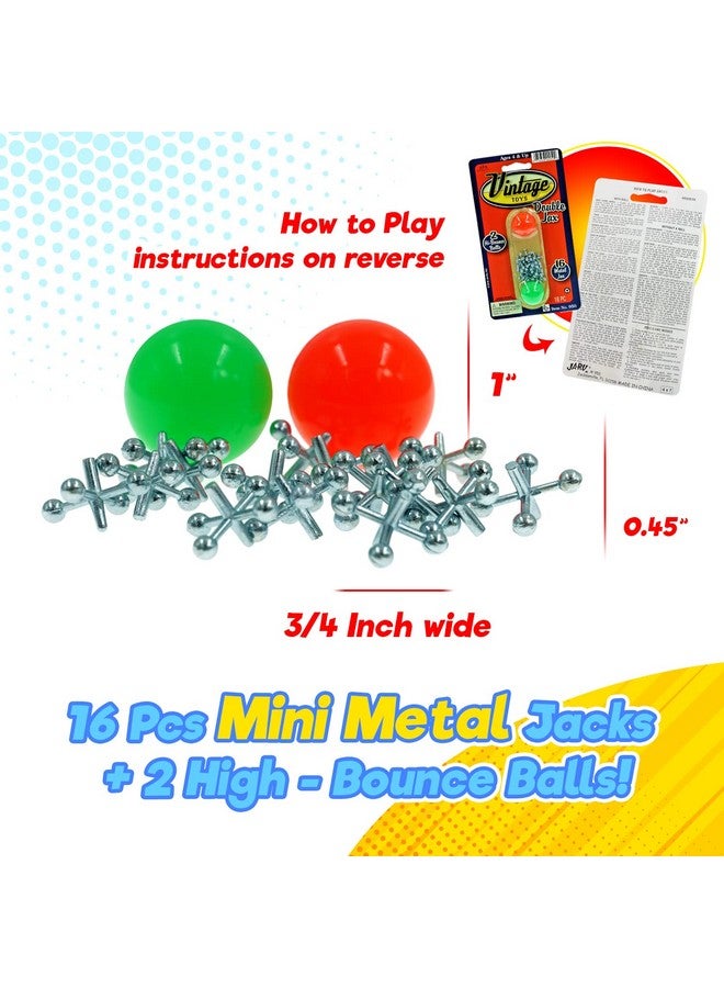 , Vintage Metal Jacks Game Set Retro Toys (2 Packs) Mini Jax Game With Two Bouncy Ball| Classic Family Games | For Kids And Adults | Great Party Favors Or Pinata Filler Toy In Bulk. 950-2S