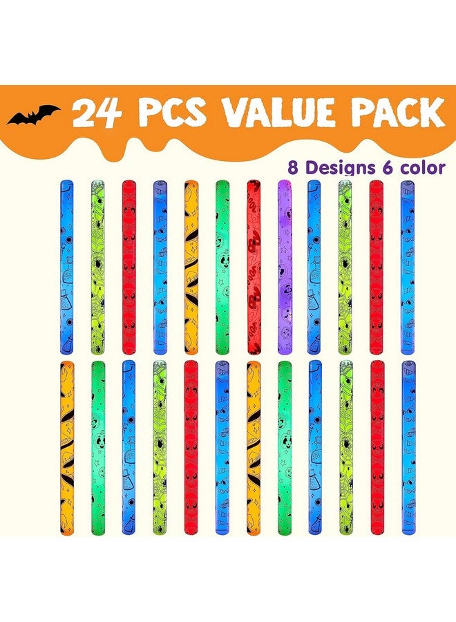 24 Pcs Halloween Glow Stick Hanging Wands In 8 Different Pattern Designs And 6 Colors For Halloween Party Favors, Halloween Party Supplies, Glow In The Dark, Halloween Goodie Bag Fillers