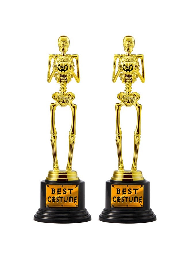 2 Pcs Halloween Trophy Awards Best Costume Skeleton 11.25 X 3.5 For Halloween Medals Party Favor Prizes, Trick Or Treat, Costume Contest Trophy, School Classroom Rewards, Treats For Kids