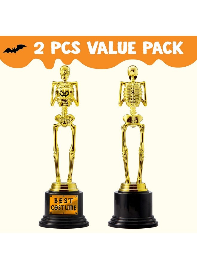 2 Pcs Halloween Trophy Awards Best Costume Skeleton 11.25 X 3.5 For Halloween Medals Party Favor Prizes, Trick Or Treat, Costume Contest Trophy, School Classroom Rewards, Treats For Kids