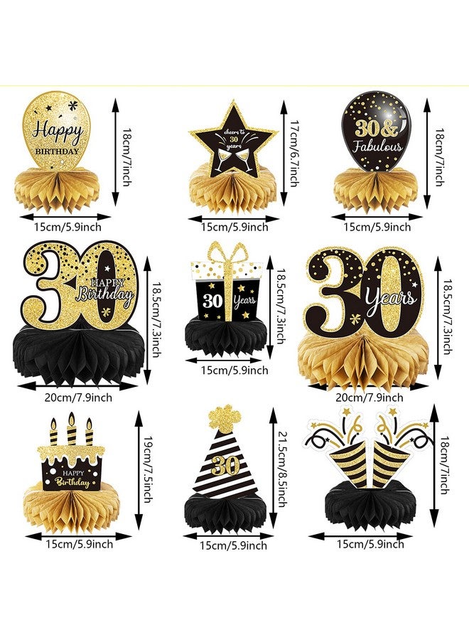 9 Pieces 30Th Birthday Decoration 30Th Birthday Centerpieces For Tables Decorations Cheers To 30 Years Honeycomb Table Topper For Men And Women Thirty Years Birthday Party Decoration Supplies(30Th)