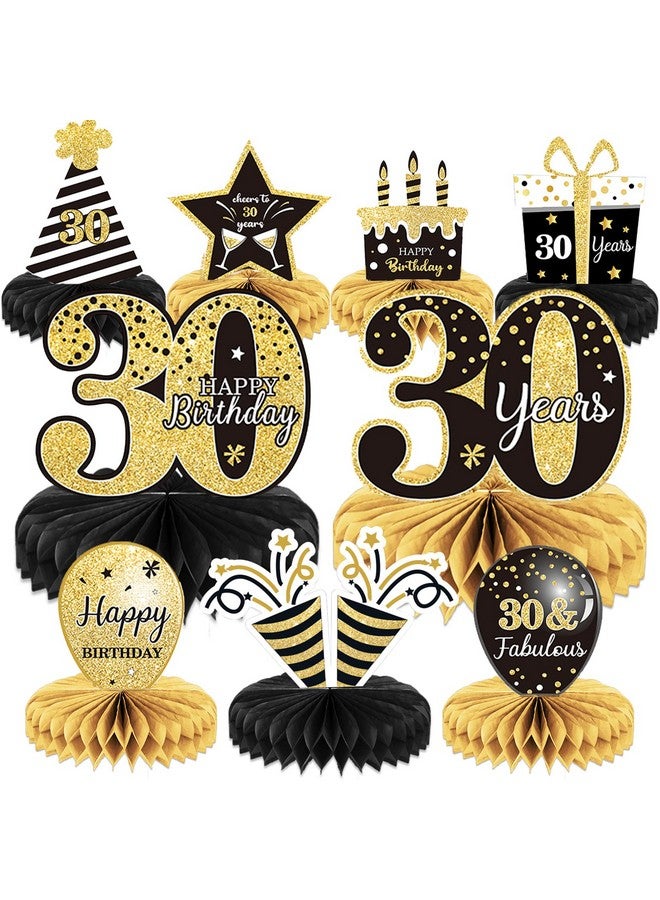 9 Pieces 30Th Birthday Decoration 30Th Birthday Centerpieces For Tables Decorations Cheers To 30 Years Honeycomb Table Topper For Men And Women Thirty Years Birthday Party Decoration Supplies(30Th)