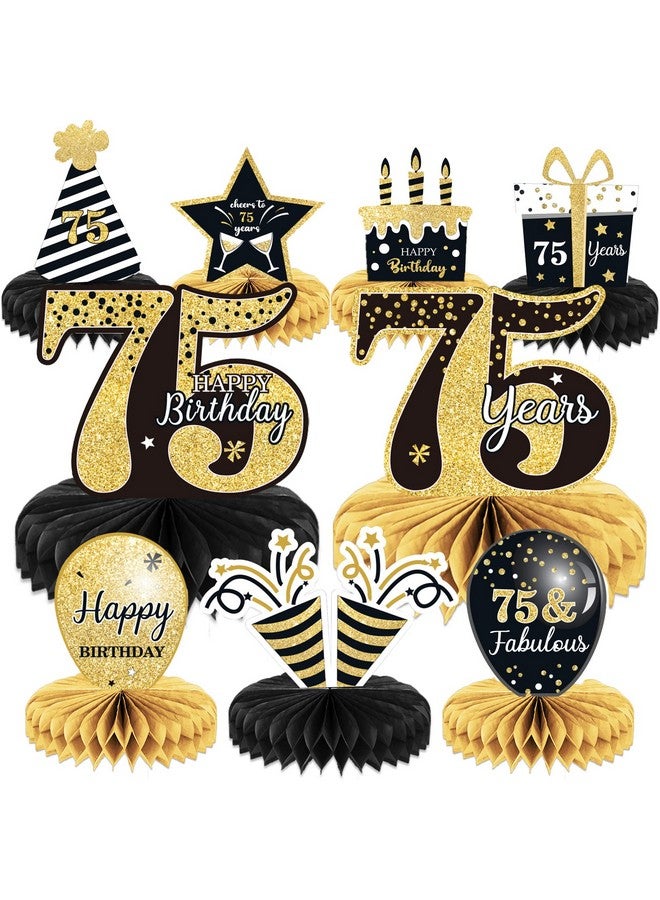 9 Pieces 75Th Birthday Decorations 75Th Birthday Centerpieces For Tables Decorations Cheers To 75 Years Honeycomb Table Topper Happy 75Th Birthday Decorations For Men And Woman Seventyfive Years