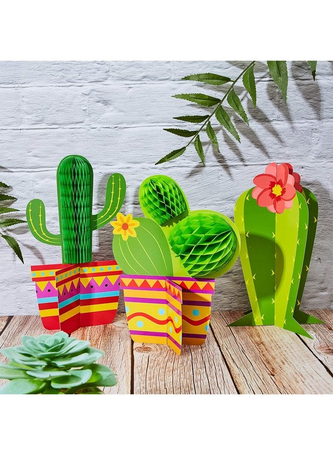 6 Pieces Cactus Party Decorations Kit Includes 4 Pieces Cactus Honeycomb Table Centerpieces And 2 Pieces Cactus Paper Cutouts For Fiesta Cinco De Mayo Mexican Theme Party Birthday Baby Shower