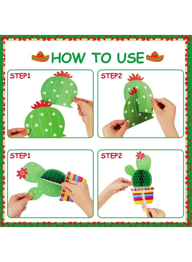 6 Pieces Cactus Party Decorations Kit Includes 4 Pieces Cactus Honeycomb Table Centerpieces And 2 Pieces Cactus Paper Cutouts For Fiesta Cinco De Mayo Mexican Theme Party Birthday Baby Shower