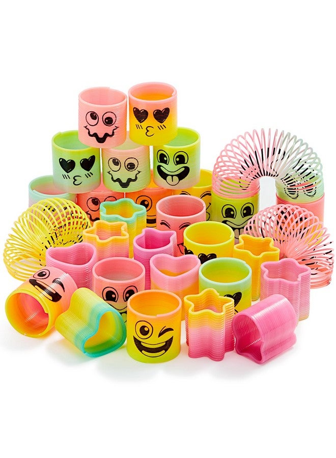 30 Pcs Spring Rainbow Party Favor, Mini Plastic Coil Spring Toy, Fidget Stress Coil Mini Springs Bulk Toys For Carnival Prize Birthday, Goodie Bag Stuffers