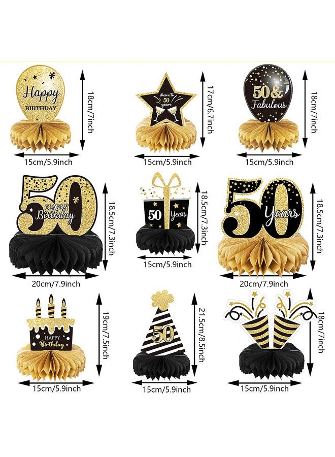 9 Pieces 50Th Birthday Decoration 50Th Birthday Centerpieces For Tables Decorations Cheers To 50 Years Honeycomb Table Topper For Men And Women Fifty Years Birthday Party Decoration Supplies(50Th)