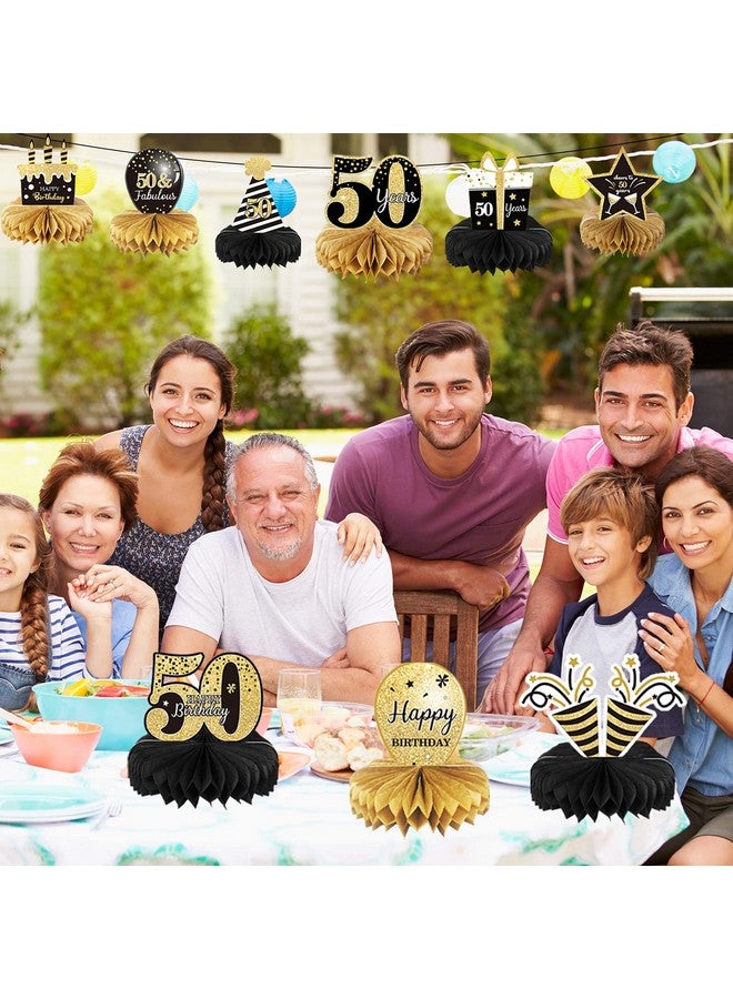 9 Pieces 50Th Birthday Decoration 50Th Birthday Centerpieces For Tables Decorations Cheers To 50 Years Honeycomb Table Topper For Men And Women Fifty Years Birthday Party Decoration Supplies(50Th)