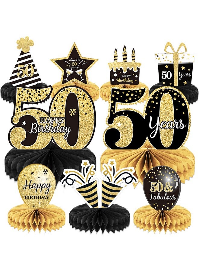 9 Pieces 50Th Birthday Decoration 50Th Birthday Centerpieces For Tables Decorations Cheers To 50 Years Honeycomb Table Topper For Men And Women Fifty Years Birthday Party Decoration Supplies(50Th)