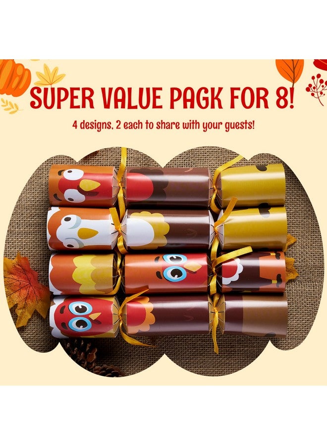 8 Pack Thanksgiving Party Favor,Turkey Style Thanksgiving Cracker,Party Games For Fall Holiday, No Snap Party Table Favor Set With Joke Dice & Gifts,Thanksgiving Holiday Cracker For Kids Adults