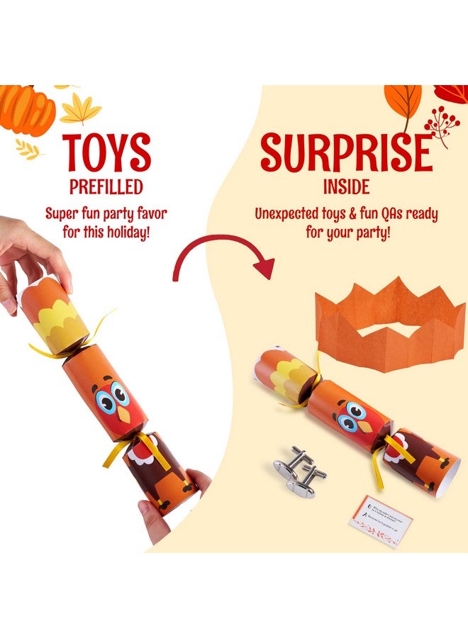 8 Pack Thanksgiving Party Favor,Turkey Style Thanksgiving Cracker,Party Games For Fall Holiday, No Snap Party Table Favor Set With Joke Dice & Gifts,Thanksgiving Holiday Cracker For Kids Adults