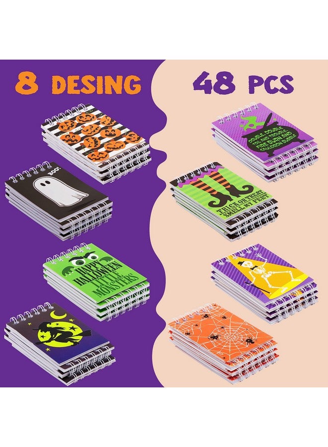 48 Pcs Halloween Spooky Notepad Set In 8 Designs, Halloween Note Pads For Kids Girls Boys Classroom Favors Trick Or Treat Kids Gift Set Halloween Goodie Bags Halloween Party Favors