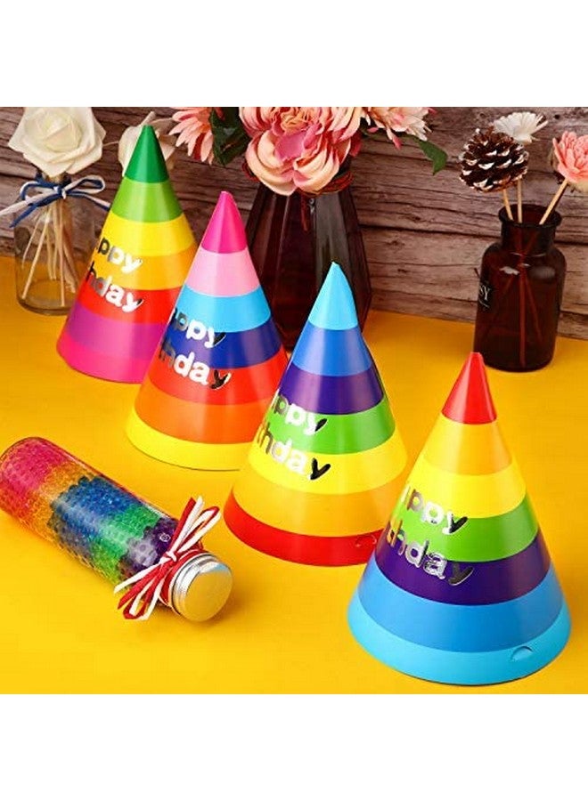20 Pieces Rainbow Cone Hats For Kids And Adults - Colorful Paper Hats For Birthday Parties, Classroom, Family, Kindergarten, Preschool (Bright Style)