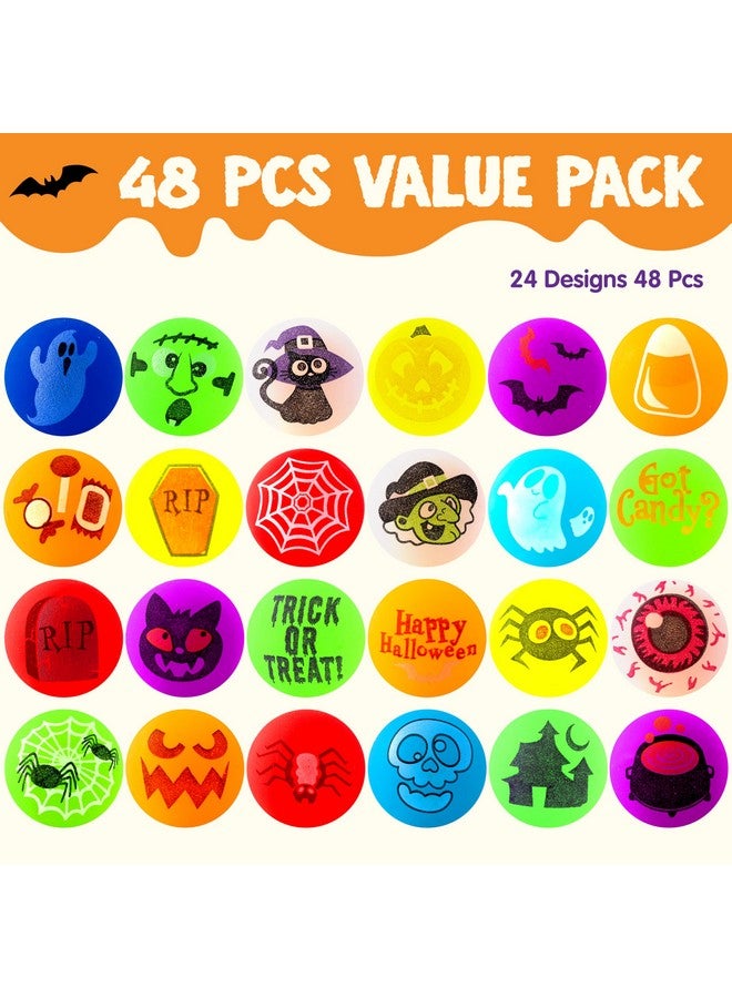 24 Pcs Glow Halloween Bouncing Balls, Glowing Bouncy Ball Halloween Toys For Kids Gift, Halloween Party Favors Bounce Ball Goodie Bag Fillers, Trick Or Treats Classroom Exchange Prizes