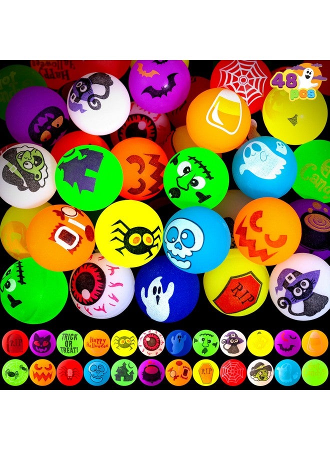 24 Pcs Glow Halloween Bouncing Balls, Glowing Bouncy Ball Halloween Toys For Kids Gift, Halloween Party Favors Bounce Ball Goodie Bag Fillers, Trick Or Treats Classroom Exchange Prizes